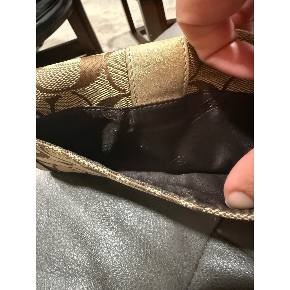 Coach Signature C Monogram Canvas Long Tri-Fold Wallet Metallic Gold Leather - Picture 10 of 13